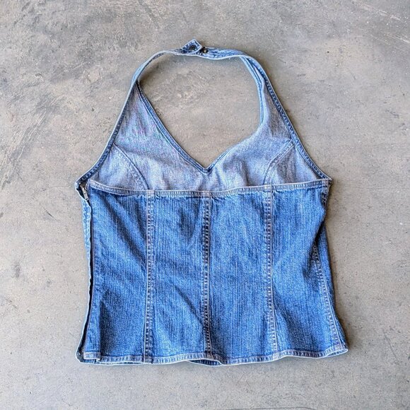 Vintage Y2K Harold's Blue Denim Halter Top size 10 - Picture 8 of 8